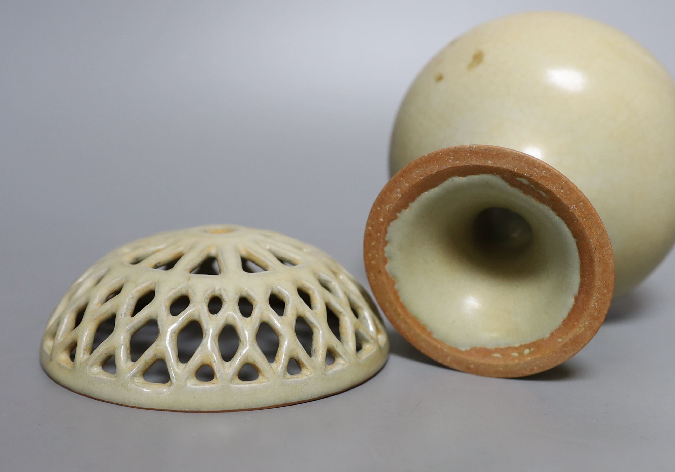 A Chinese pottery censer - 16.5cm tall